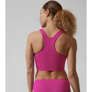 Athleta M D DD electric fuchsia pink Conscious Crop top swim tankini beach pool